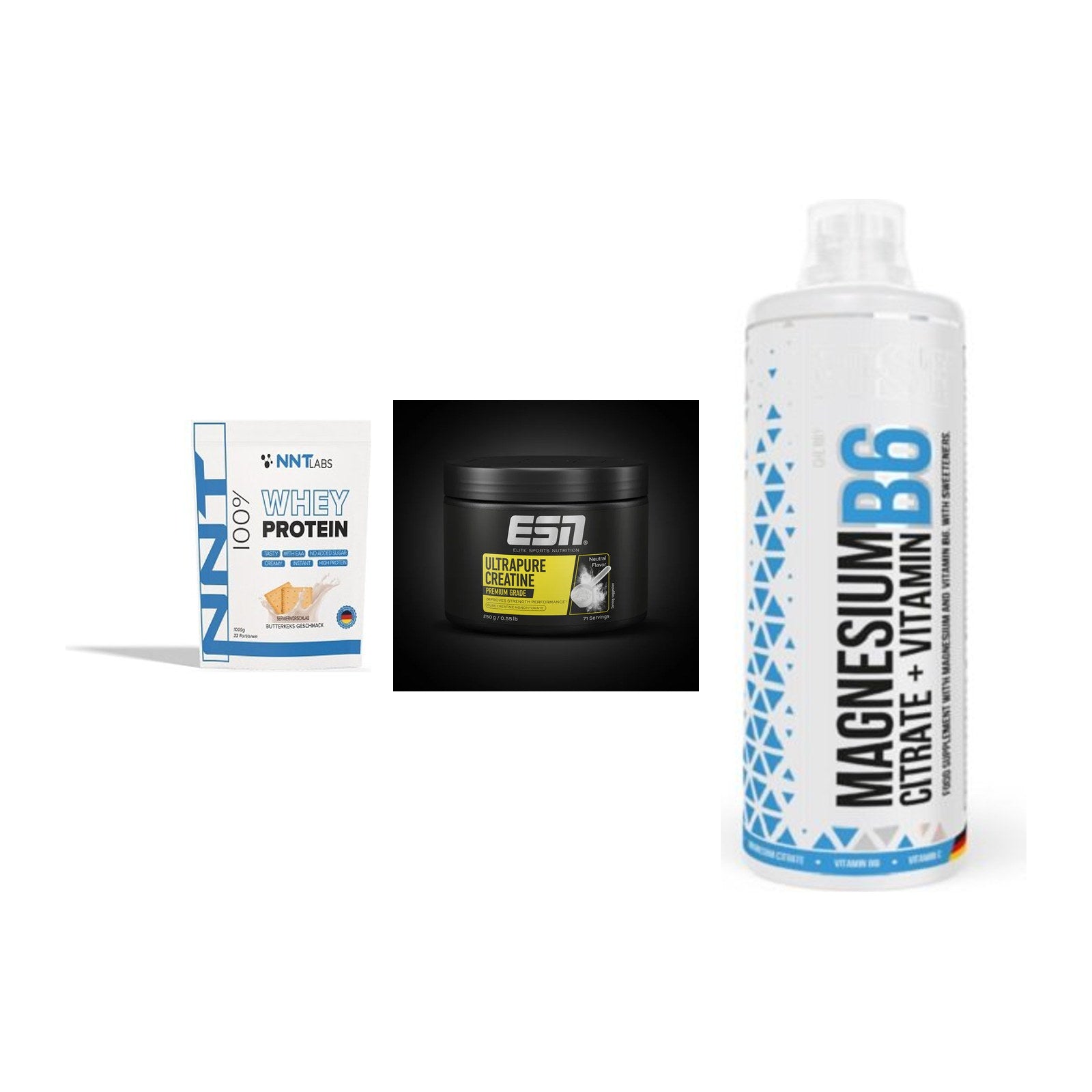 Einsteiger-Set: NNT Whey + ESN Ultrapure + MST Magnesium B6 – alle enthaltenen Artikel