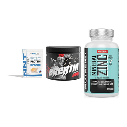 Einsteiger-Set: NNT Whey + Big Zone Creatin + Nutrend Zinc – alle enthaltenen Artikel