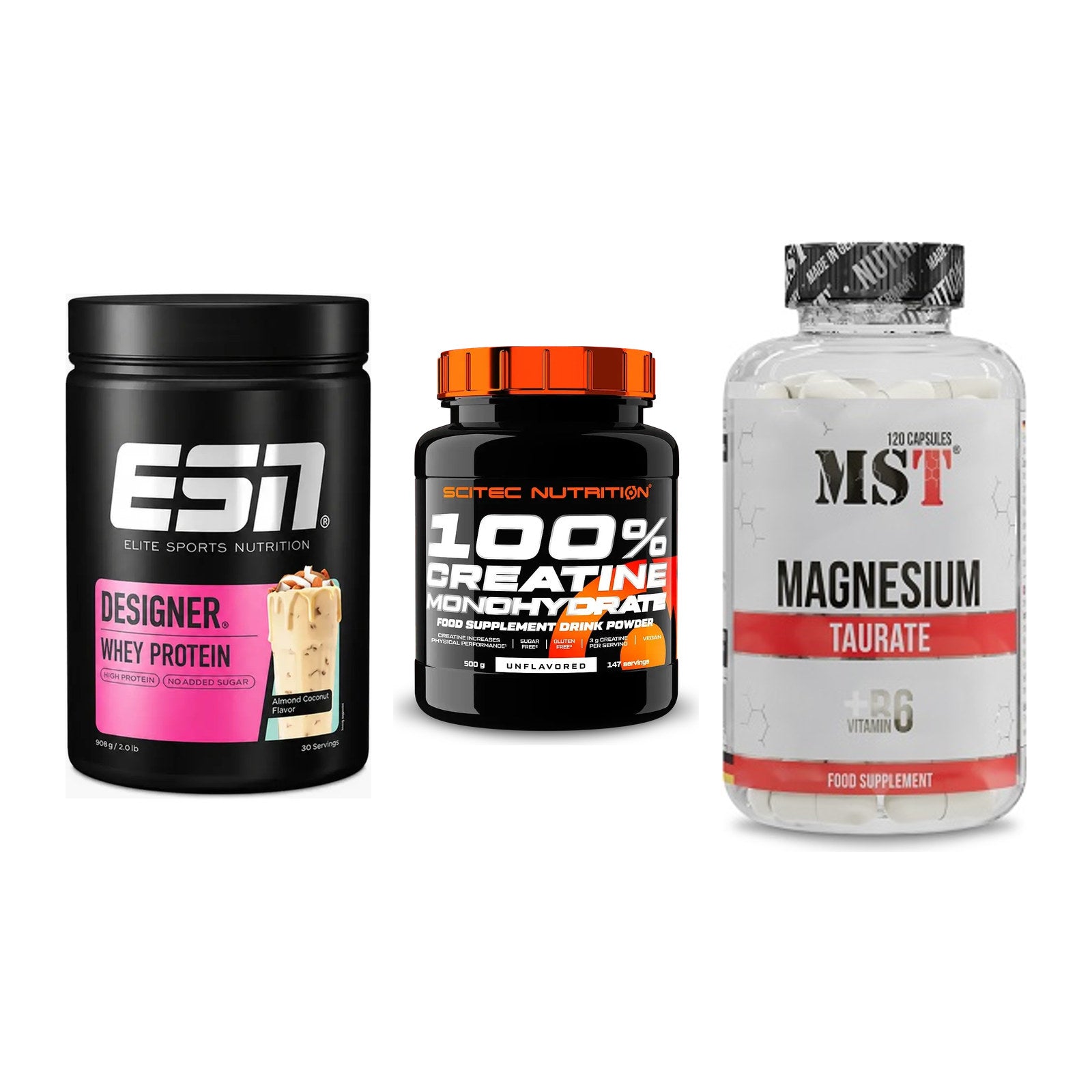 Einsteiger-Set: ESN Designer + Scitec Creatine + MST Magnesium – alle enthaltenen Artikel