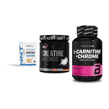 Einsteiger-Set: NNT Whey + MST Creatin + BioTech L-Carnit – alle enthaltenen Artikel