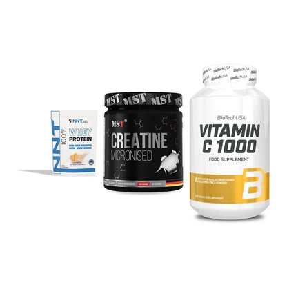 Einsteiger-Set: NNT Whey + MST Creatin + BioTech Vitamin – alle enthaltenen Artikel