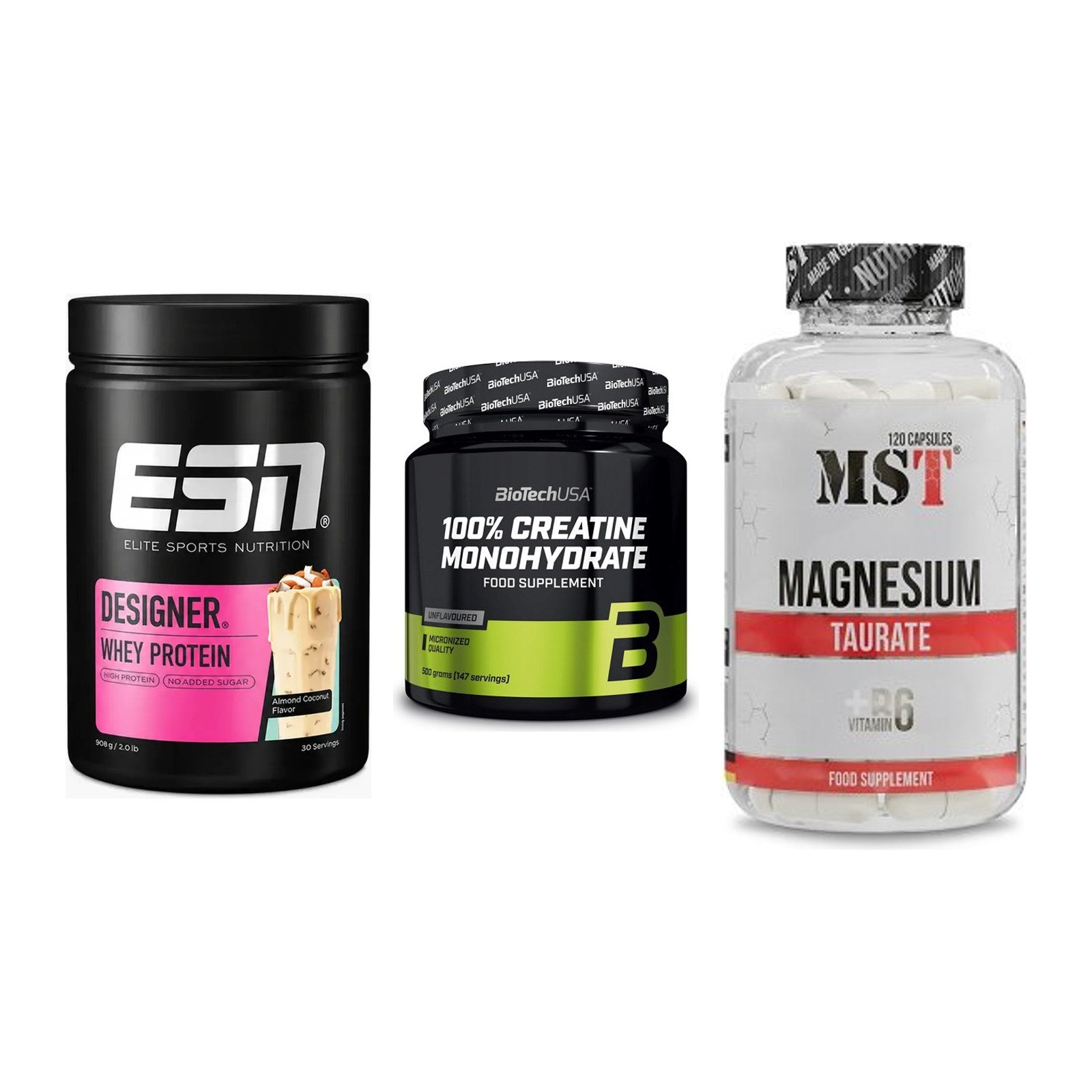 Einsteiger-Set: ESN Designer + BioTech Creatine + MST Magnesium – alle enthaltenen Artikel