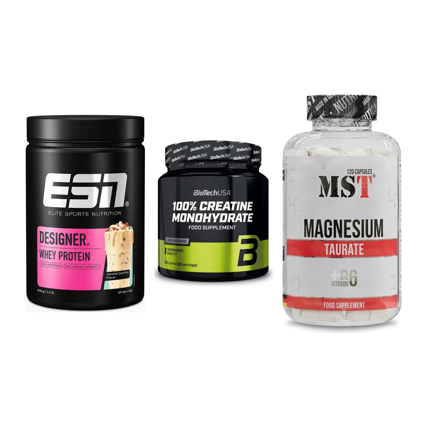 Einsteiger-Set: ESN Designer + BioTech Creatine + MST Magnesium – alle enthaltenen Artikel