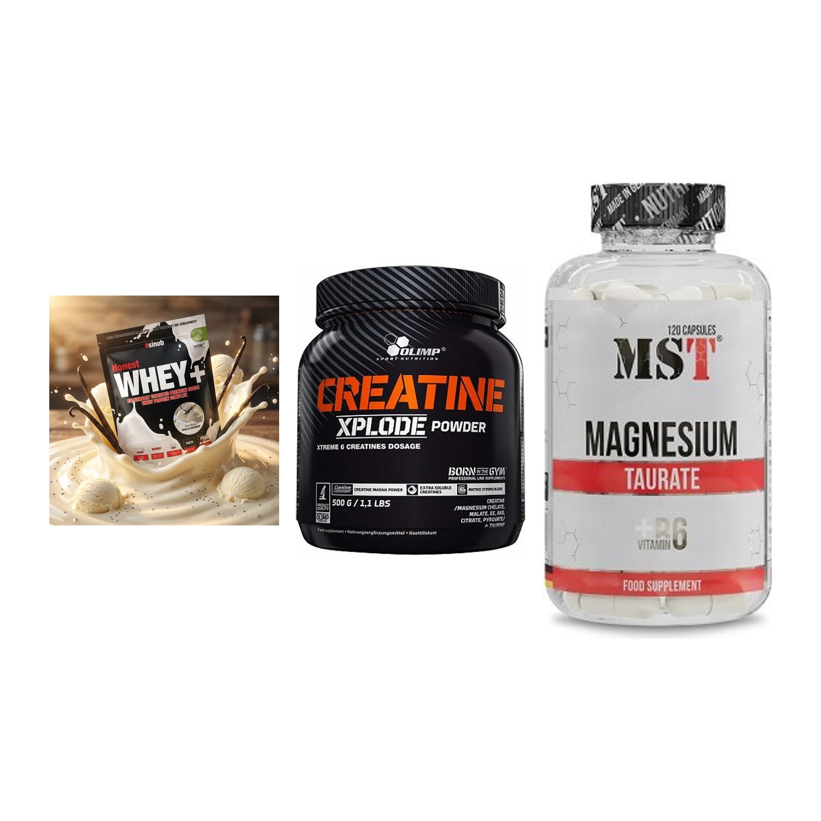Einsteiger-Set: Sinob Honest + Olimp Creatine + MST Magnesium – alle enthaltenen Artikel