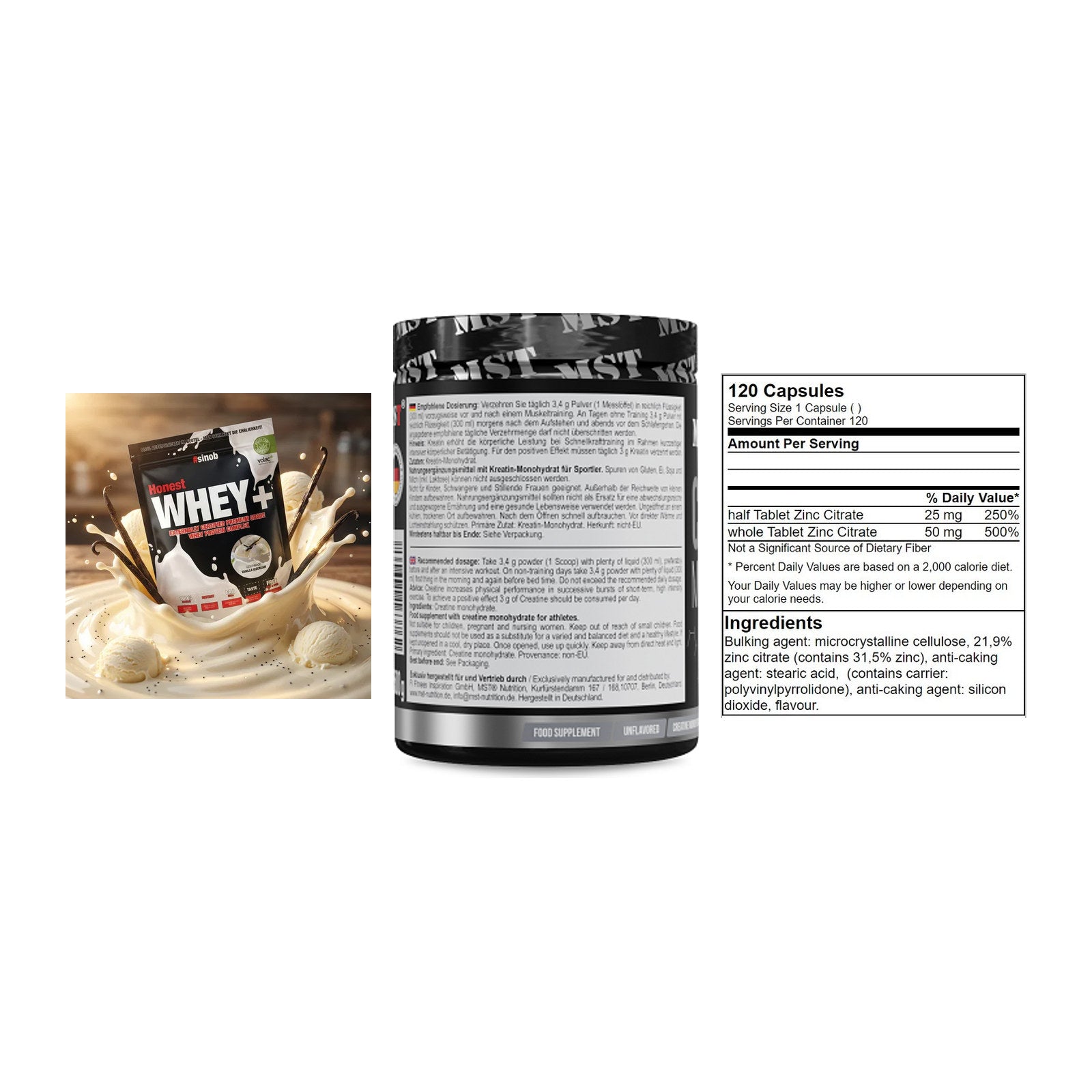 Einsteiger-Set: Sinob Honest + MST Creatin + GN Zinc Citrate – alle enthaltenen Artikel