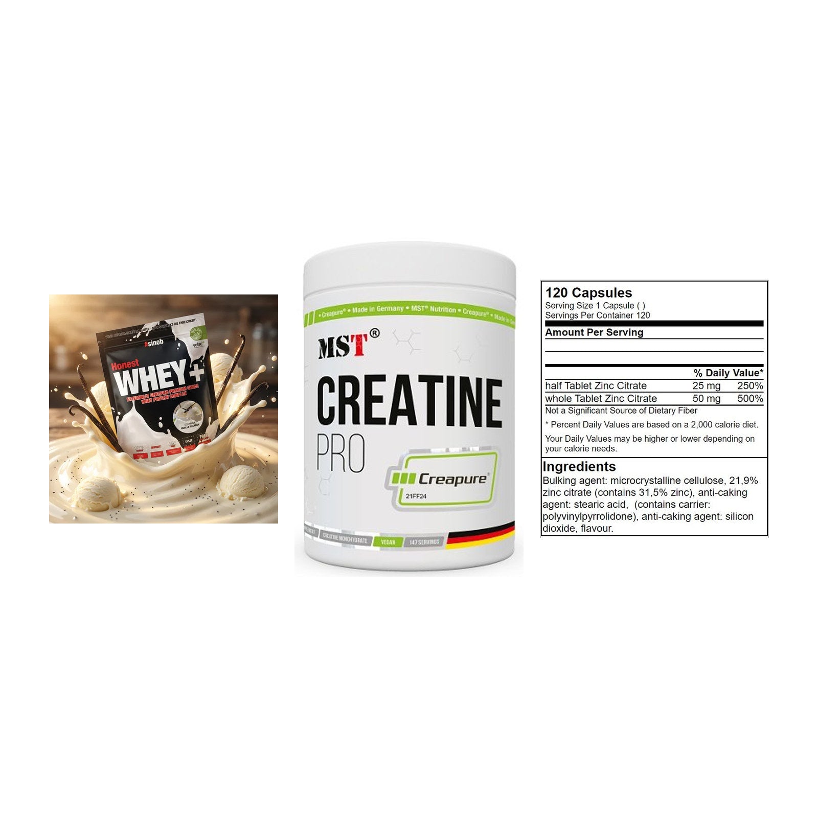 Einsteiger-Set: Sinob Honest + MST Creatin Pro + GN Zinc Citrate – alle enthaltenen Artikel