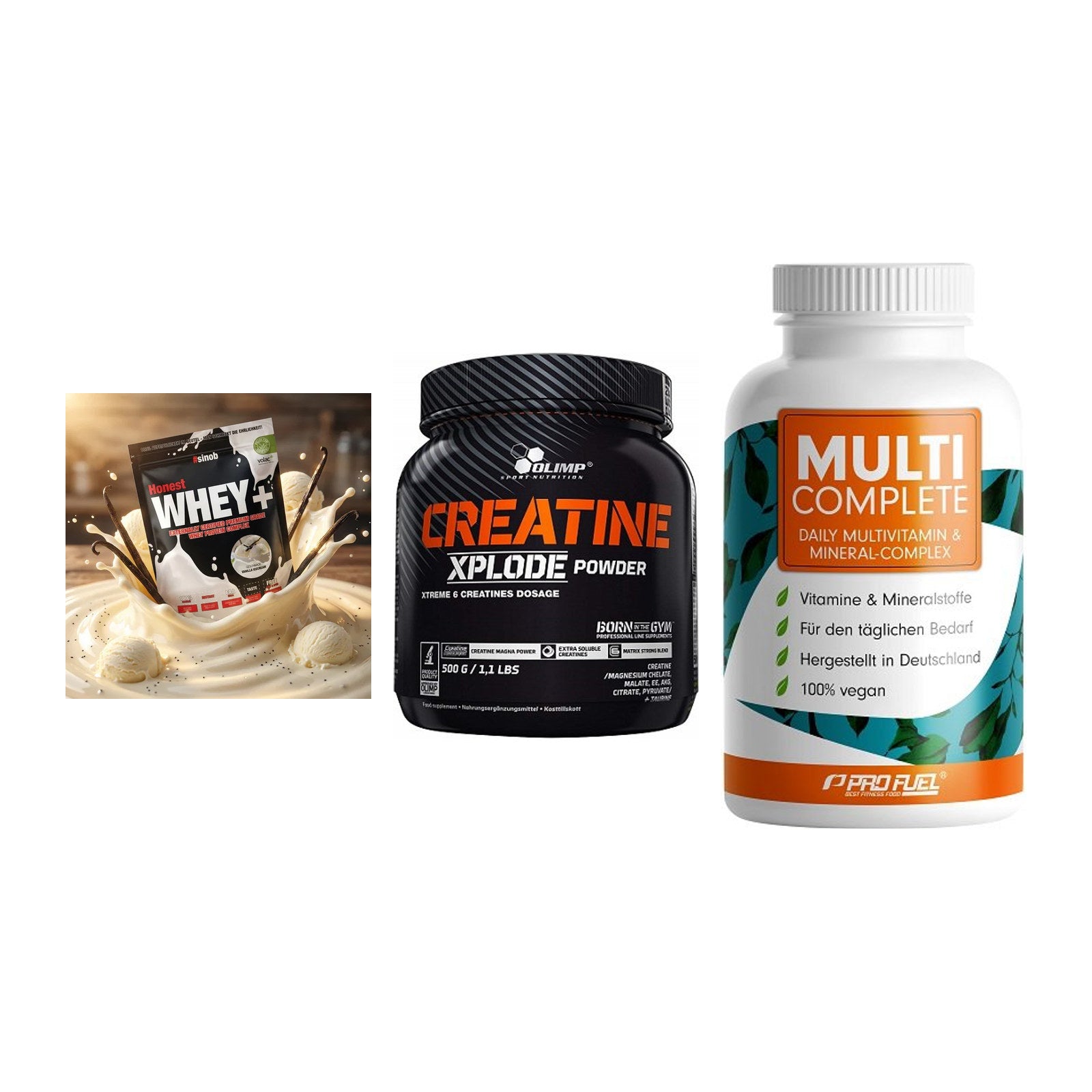 Einsteiger-Set: Sinob Honest + Olimp Creatine + ProFuel MULTI – alle enthaltenen Artikel