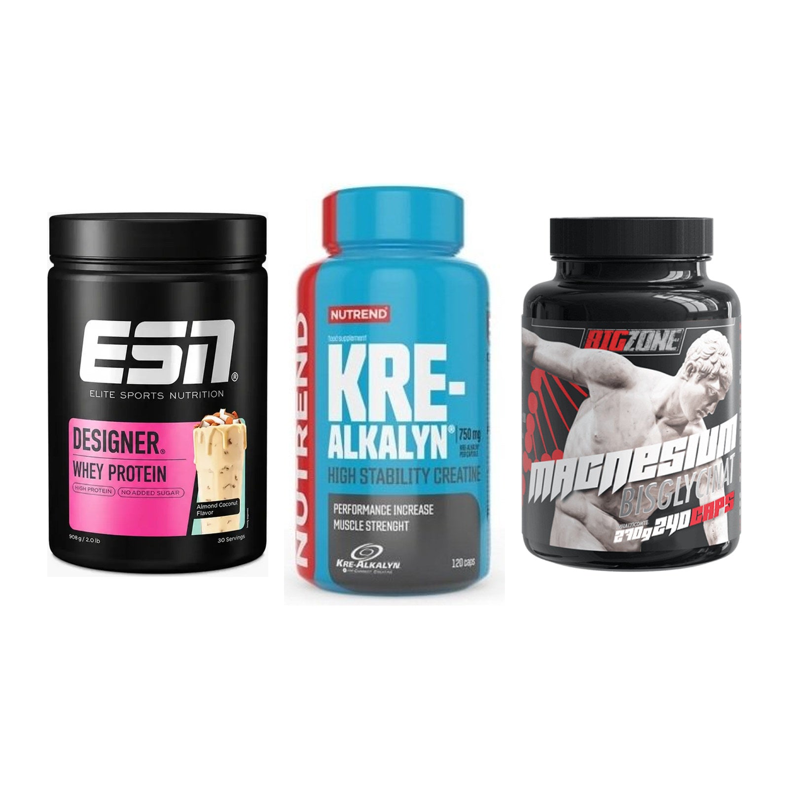 Einsteiger-Set: ESN Designer + Nutrend Kre-Alka + Big Zone Magnesi – alle enthaltenen Artikel