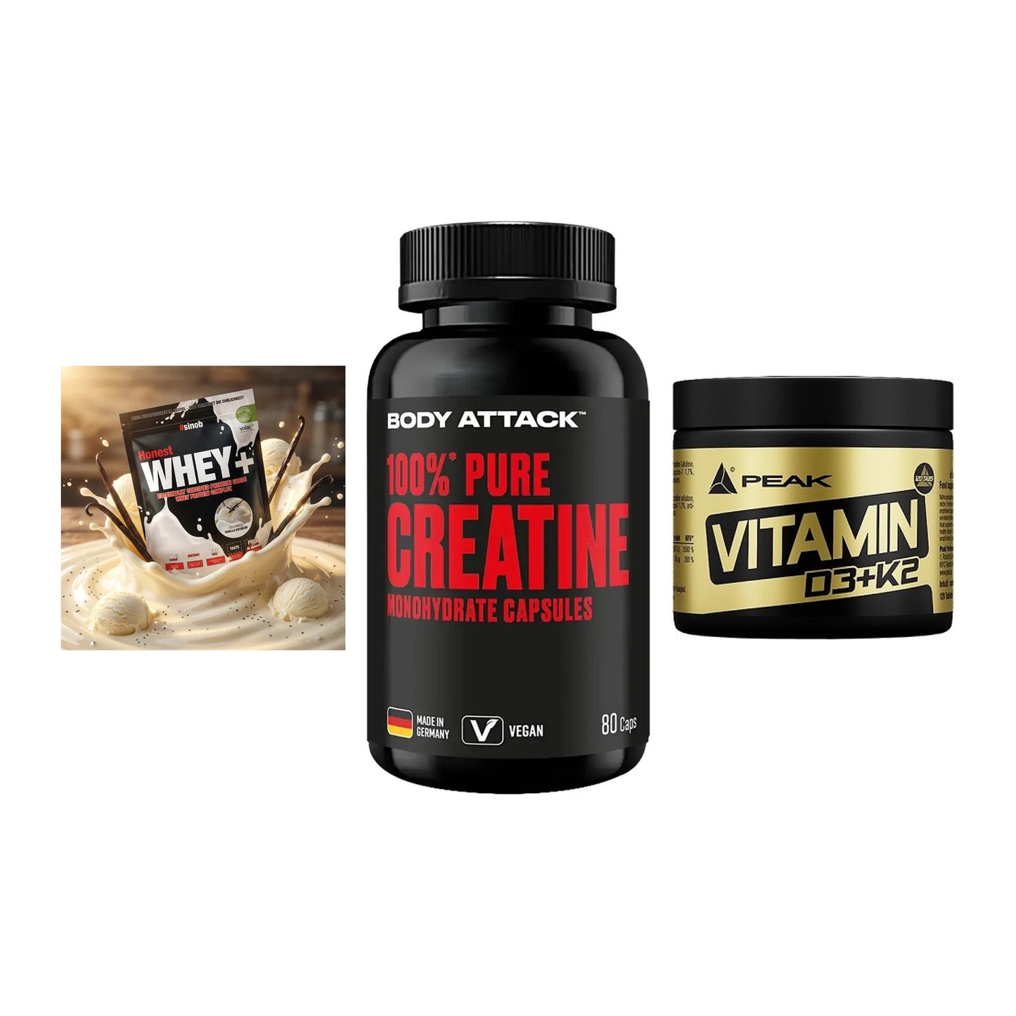 Einsteiger-Set: Sinob Honest + Body Attack 100% + Peak Vitamin – alle enthaltenen Artikel