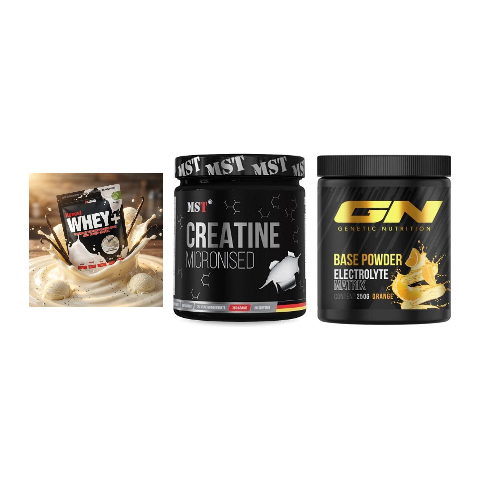 Einsteiger-Set: Sinob Honest + MST Creatin + GN Base Powder – alle enthaltenen Artikel