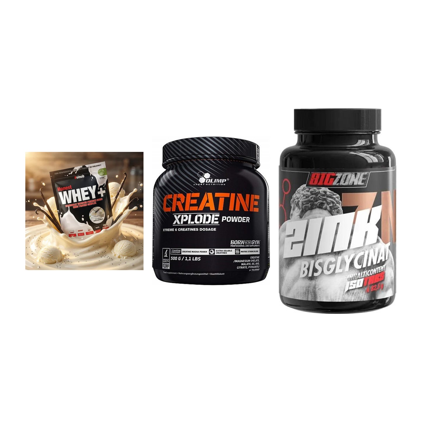 Einsteiger-Set: Sinob Honest + Olimp Creatine + Big Zone Zink – alle enthaltenen Artikel