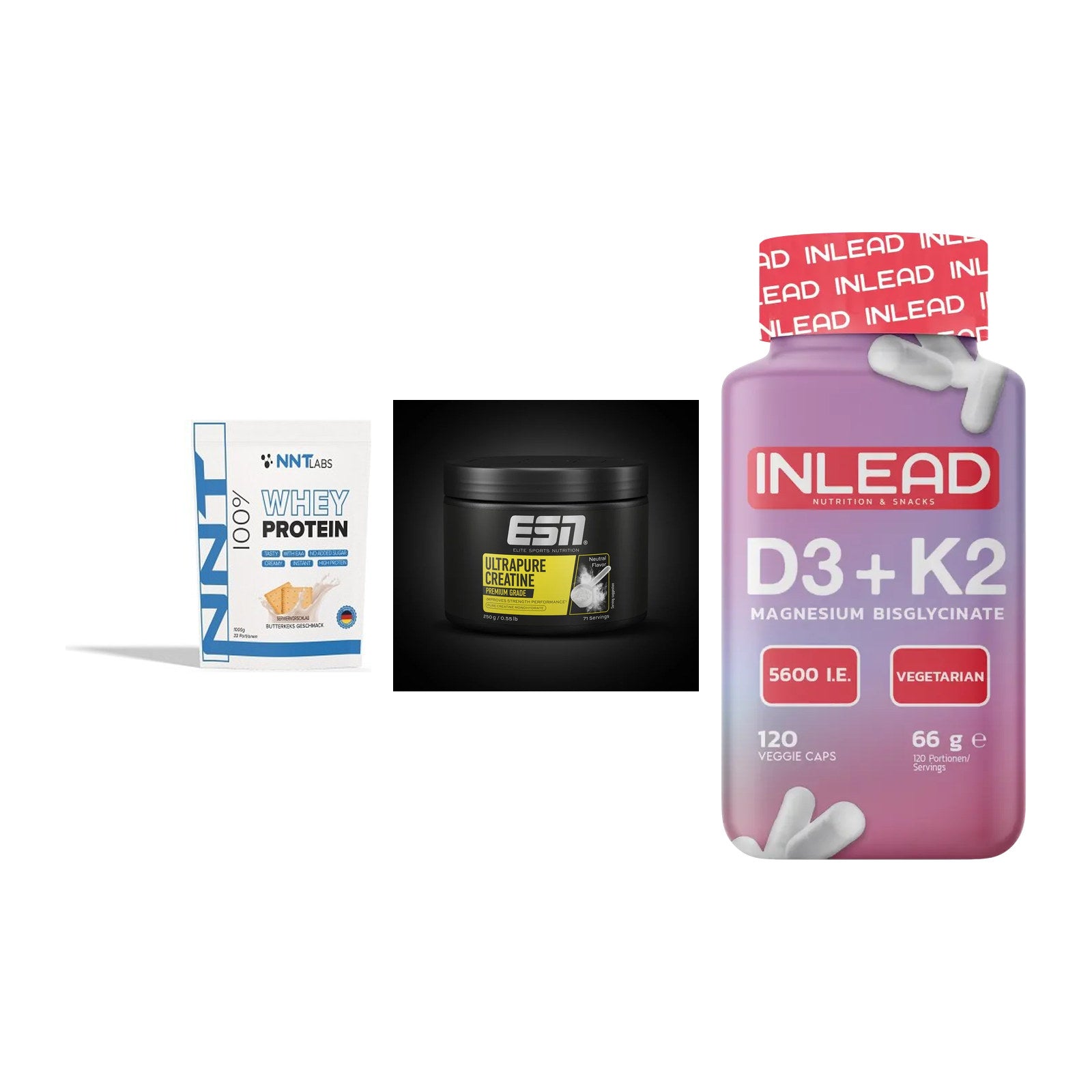 Einsteiger-Set: NNT Whey + ESN Ultrapure + INLEAD Vitamin – alle enthaltenen Artikel