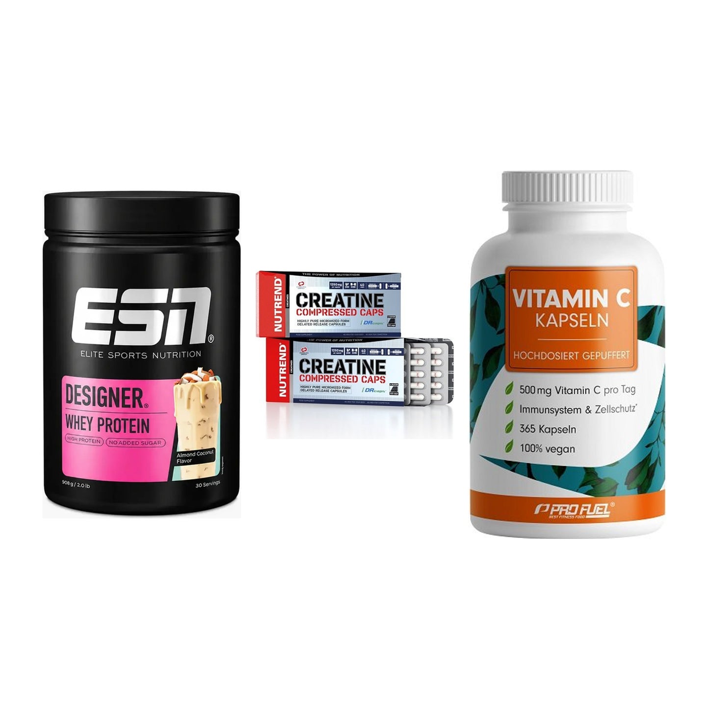 Einsteiger-Set: ESN Designer + Nutrend Creatine + ProFuel Vitamin – alle enthaltenen Artikel