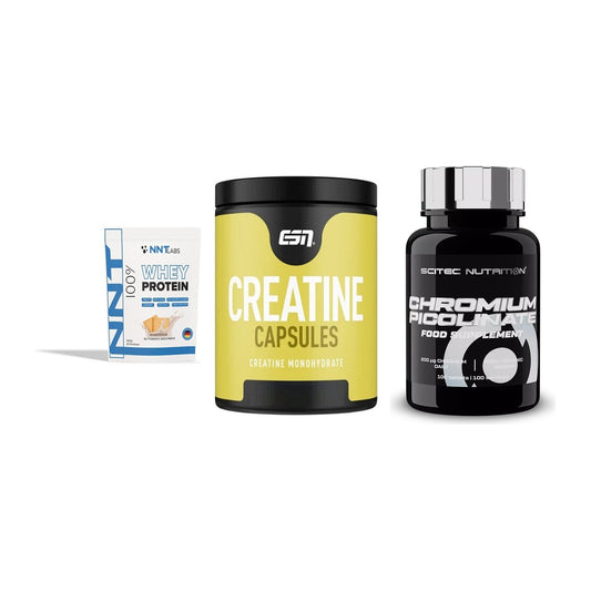 Einsteiger-Set: NNT Whey + ESN Ultrapure + Scitec Chromium – alle enthaltenen Artikel