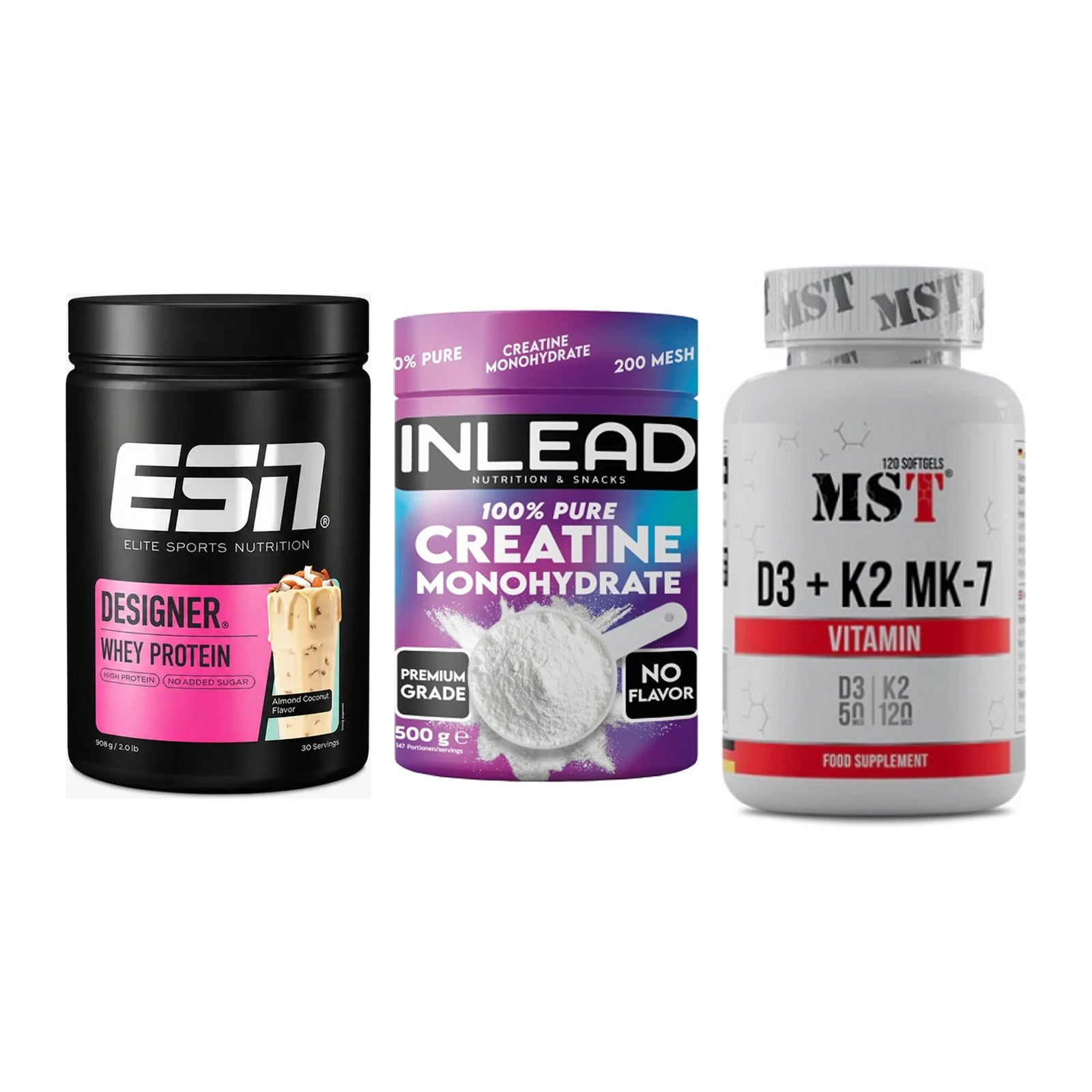 Einsteiger-Set: ESN Designer + INLEAD Creatine + MST Vitamin D3 – alle enthaltenen Artikel