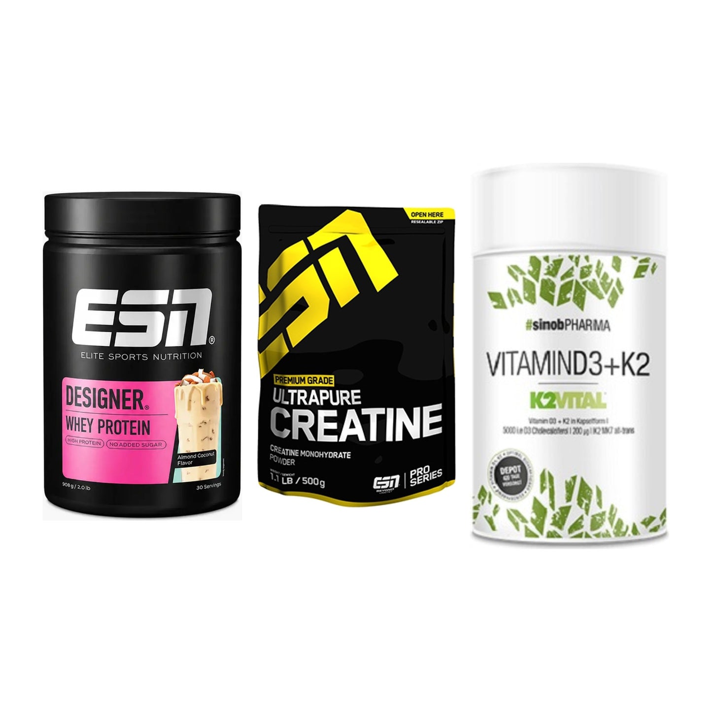 Einsteiger-Set: ESN Designer + ESN Ultrapure + Sinob Vitamin D3 – alle enthaltenen Artikel