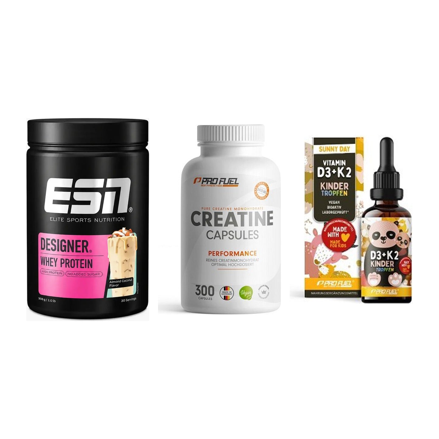 Einsteiger-Set: ESN Designer + ProFuel Creatine + ProFuel VITAMIN – alle enthaltenen Artikel