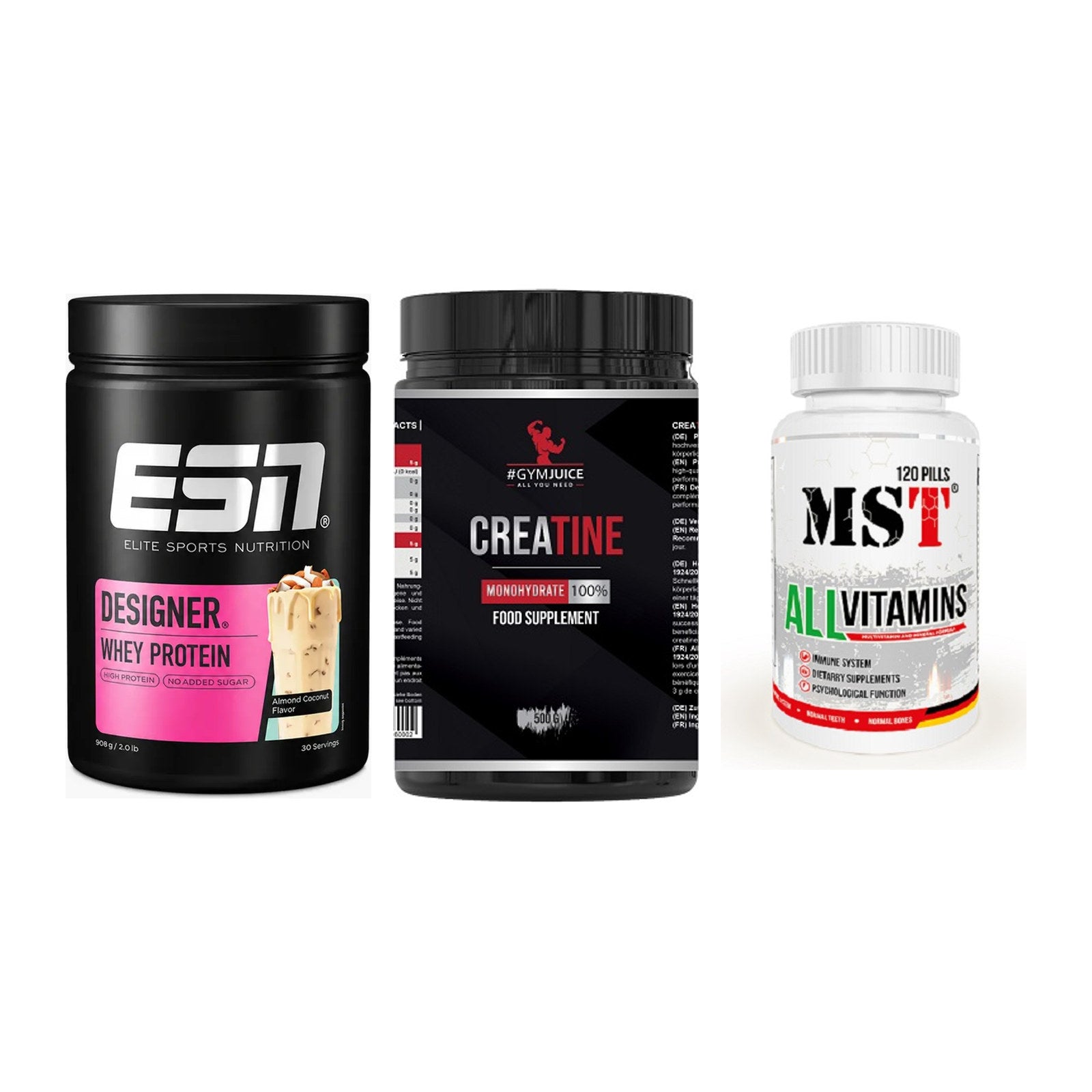 Einsteiger-Set: ESN Designer + #GYMJUICE + MST All Vitamins – alle enthaltenen Artikel