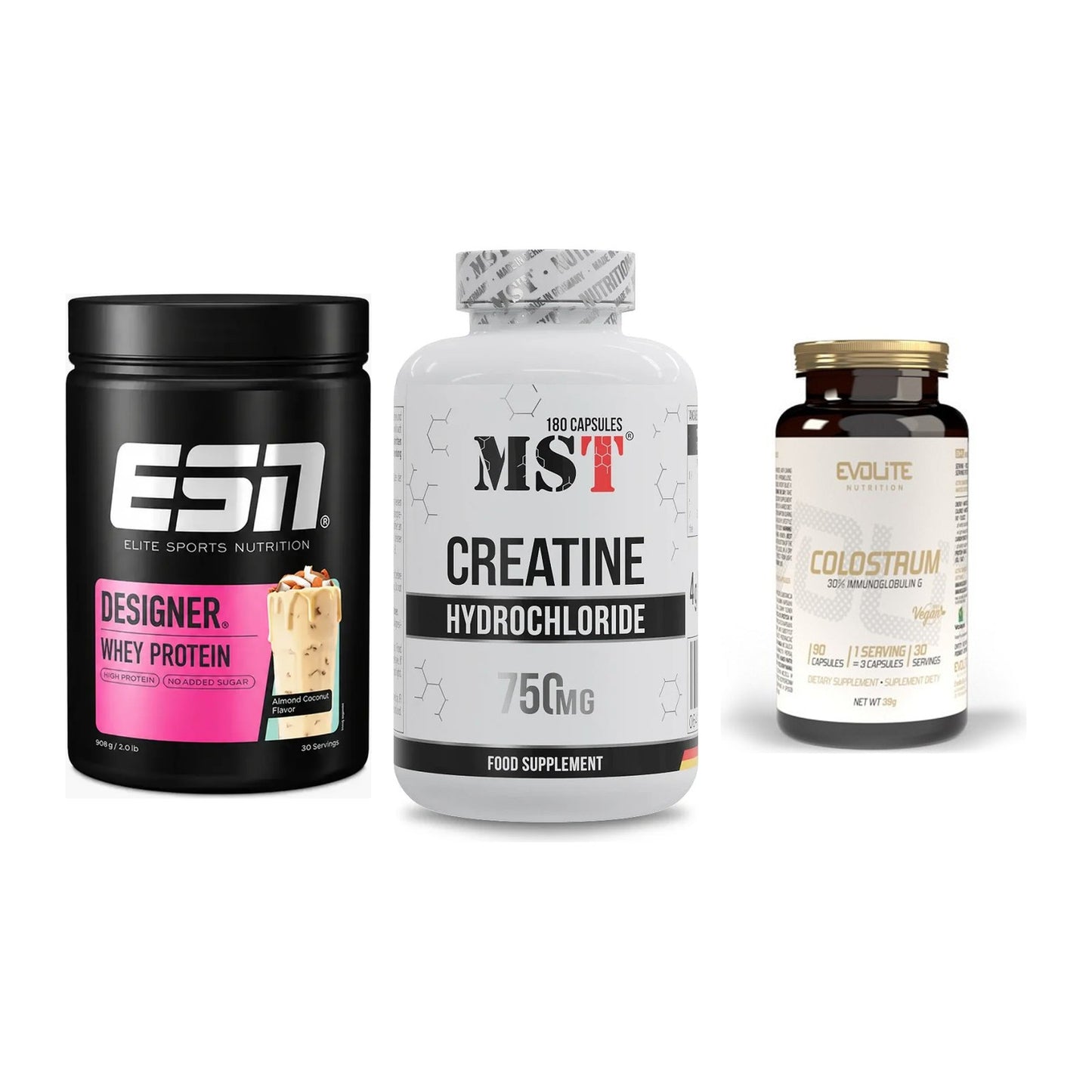 Einsteiger-Set: ESN Designer + MST Creatine HCL + Evolite Nutritio – alle enthaltenen Artikel