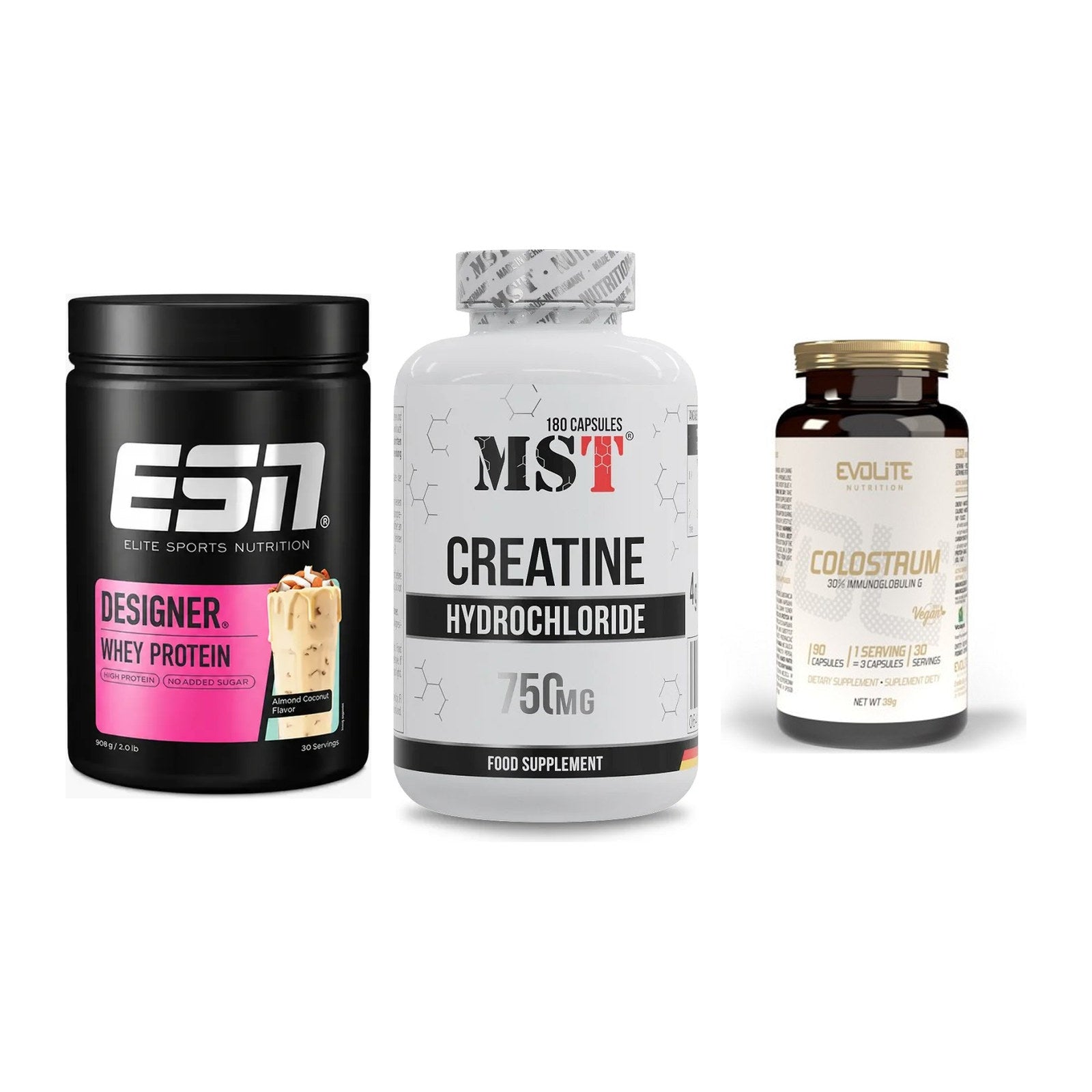 Einsteiger-Set: ESN Designer + MST Creatine HCL + Evolite Nutritio – alle enthaltenen Artikel