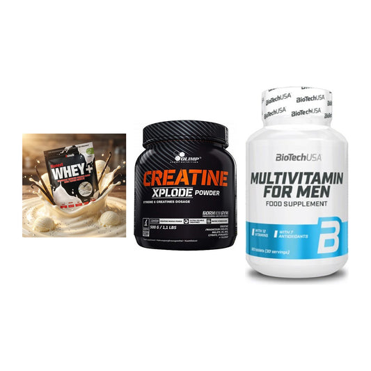 Einsteiger-Set: Sinob Honest + Olimp Creatine + BioTech Multivit – alle enthaltenen Artikel