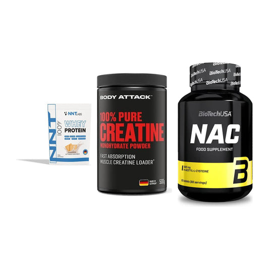 Einsteiger-Set: NNT Whey + Body Attack 100% + BioTech NAC – alle enthaltenen Artikel