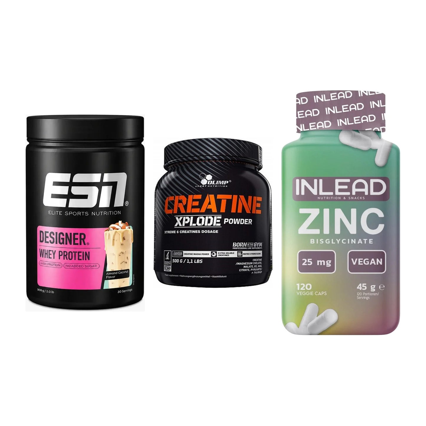 Einsteiger-Set: ESN Designer + Olimp Creatine + INLEAD Zink – alle enthaltenen Artikel