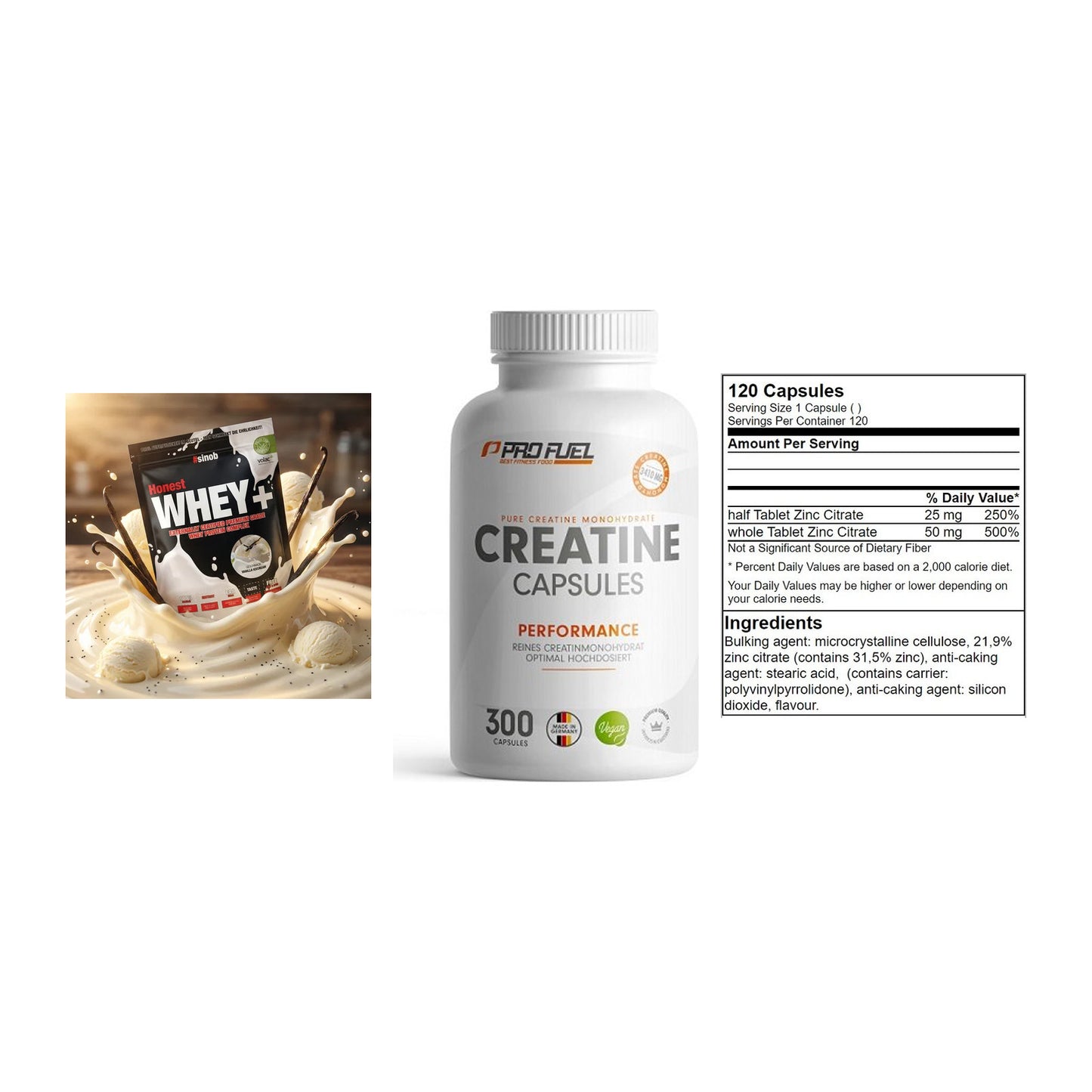 Einsteiger-Set: Sinob Honest + ProFuel Creatine + GN Zinc Citrate – alle enthaltenen Artikel