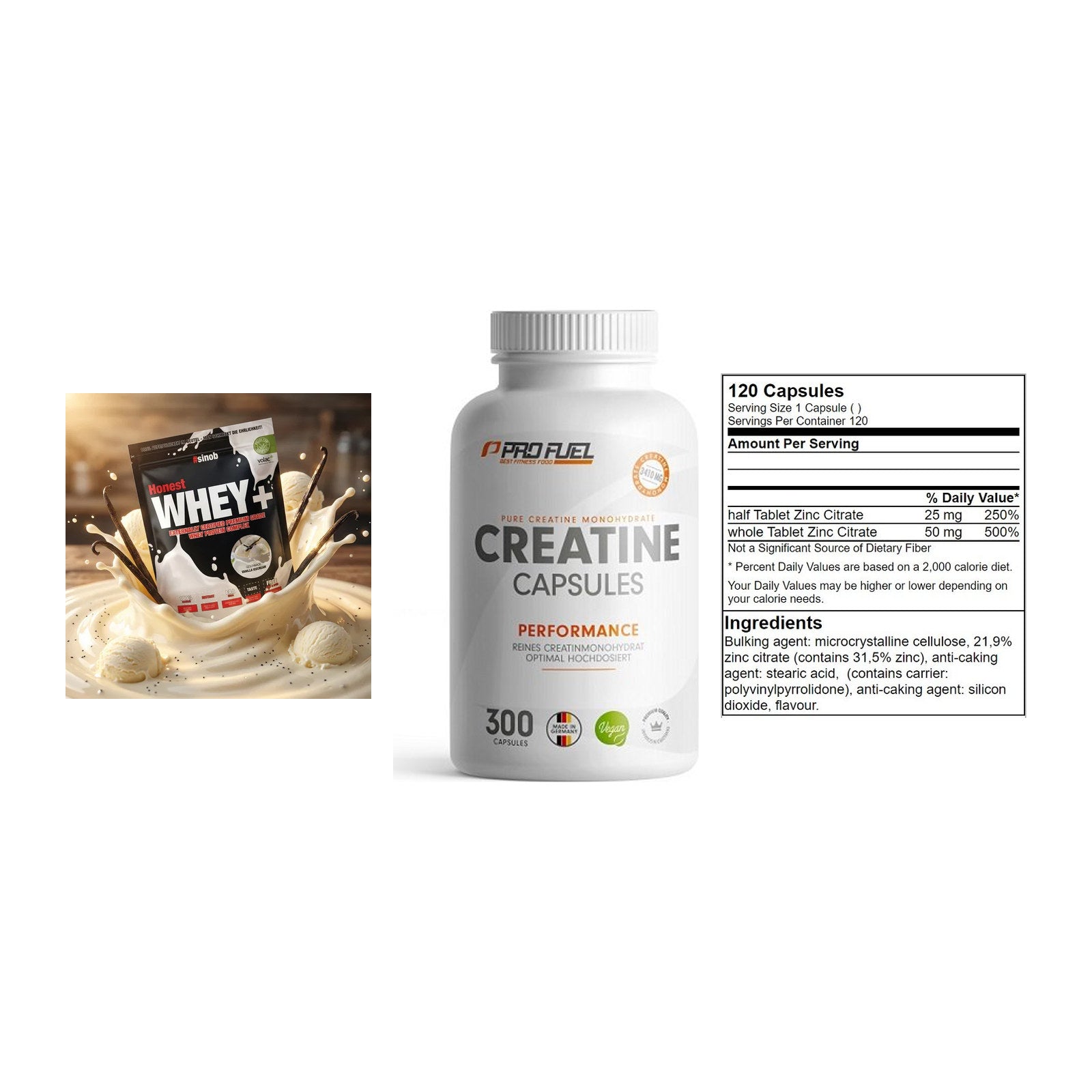 Einsteiger-Set: Sinob Honest + ProFuel Creatine + GN Zinc Citrate – alle enthaltenen Artikel