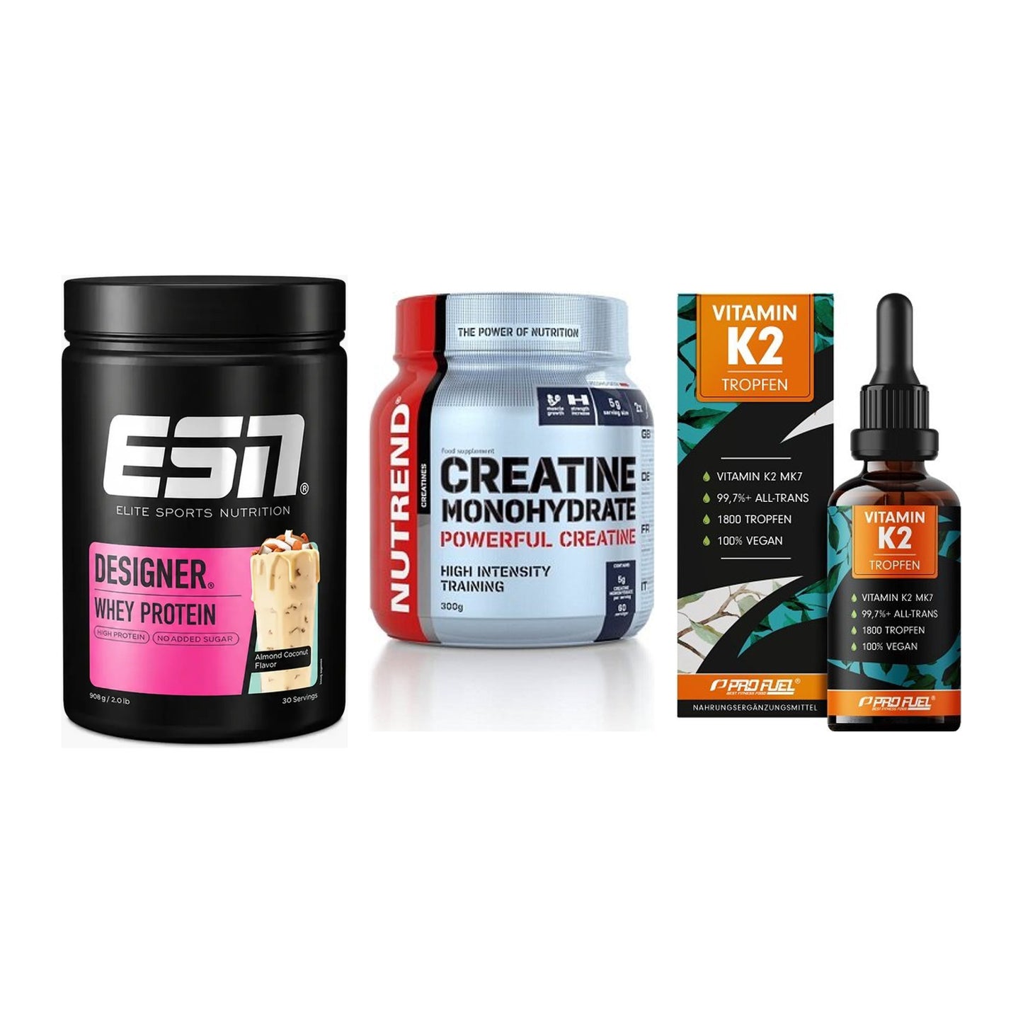 Einsteiger-Set: ESN Designer + Nutrend Creatine + ProFuel Vitamin – alle enthaltenen Artikel