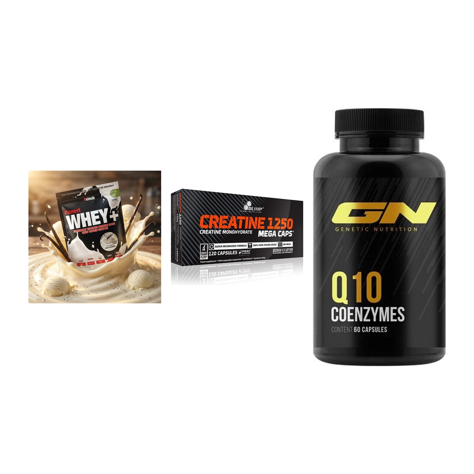 Einsteiger-Set: Sinob Honest + Olimp Creatine + GN Q10 Health – alle enthaltenen Artikel