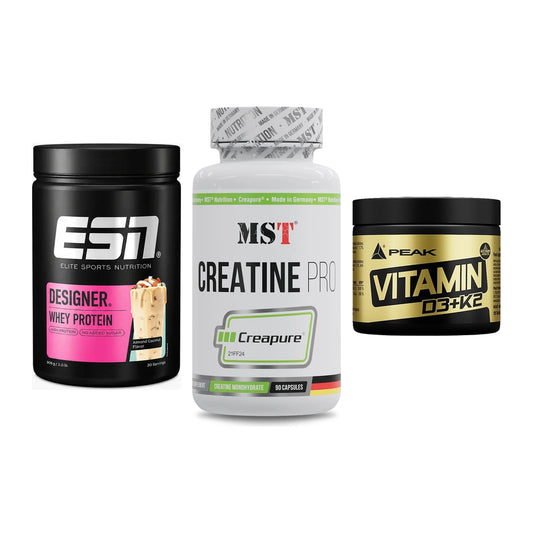 Einsteiger-Set: ESN Designer + MST Creatine Pro + Peak Vitamin – alle enthaltenen Artikel