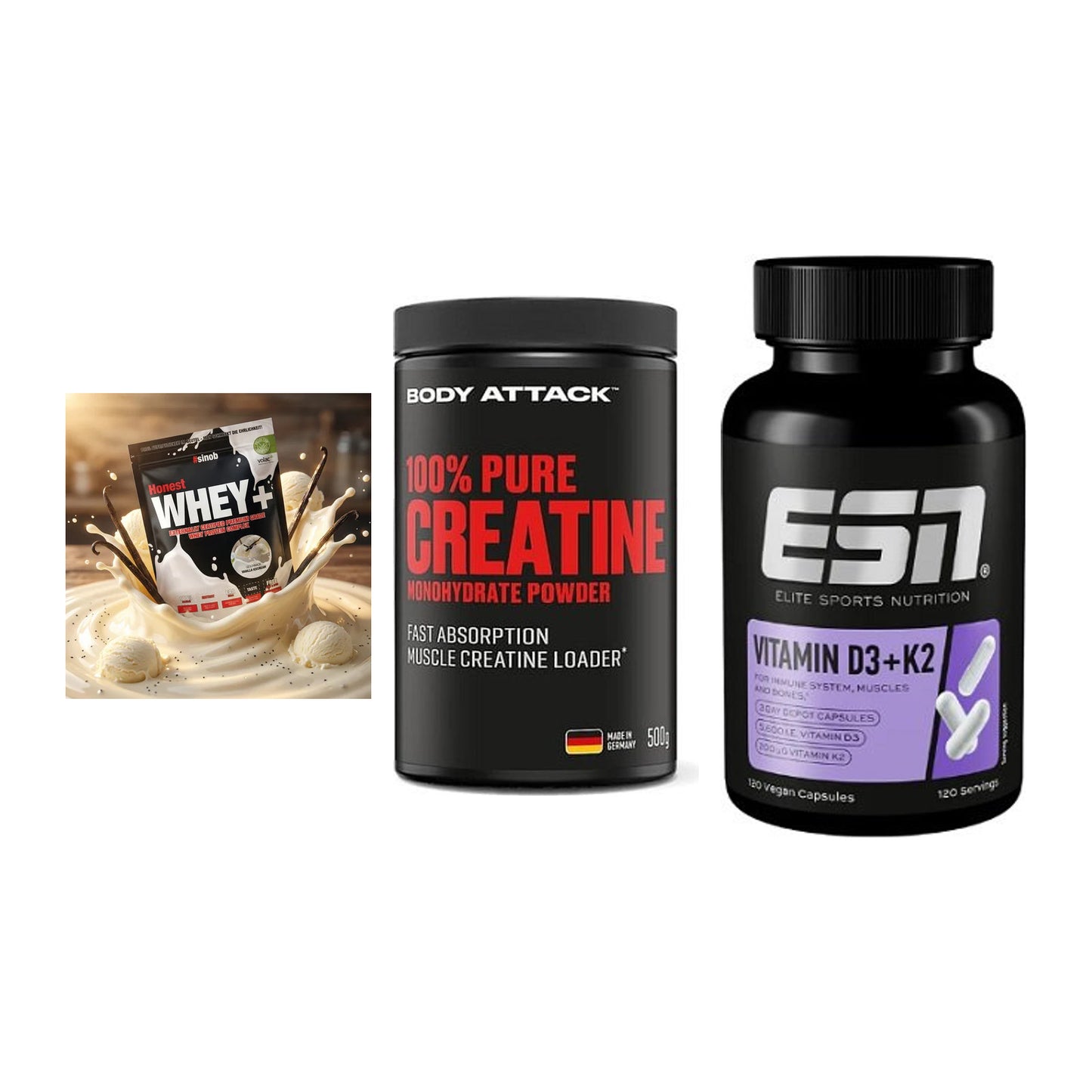 Einsteiger-Set: Sinob Honest + Body Attack 100% + ESN Vitamin D3 – alle enthaltenen Artikel