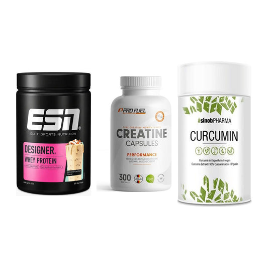 Einsteiger-Set: ESN Designer + ProFuel Creatine + Sinob Curcumin – alle enthaltenen Artikel