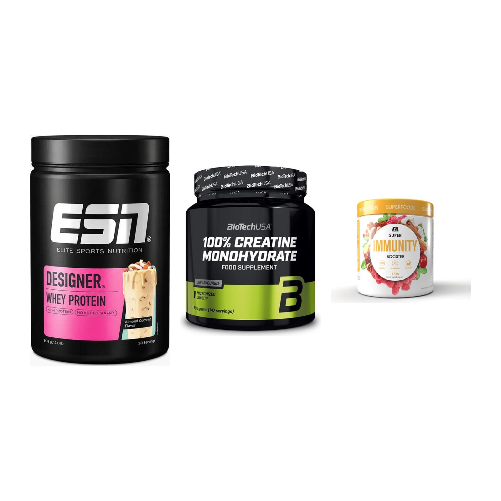 Einsteiger-Set: ESN Designer + BioTech Creatine + FA Nutrition – alle enthaltenen Artikel