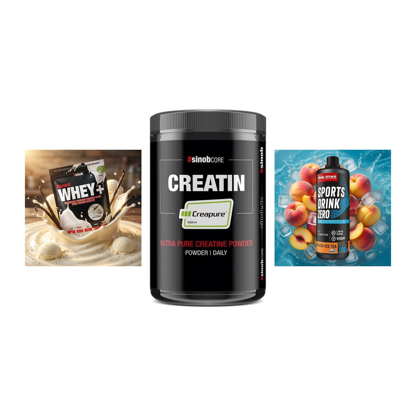 Einsteiger-Set: Sinob Honest + Sinob Creatin + Body Attack – alle enthaltenen Artikel