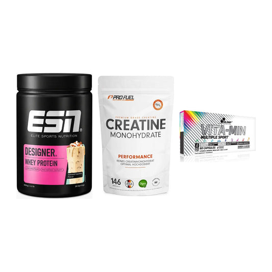 Einsteiger-Set: ESN Designer + ProFuel Creatine + Olimp Vita-Min – alle enthaltenen Artikel