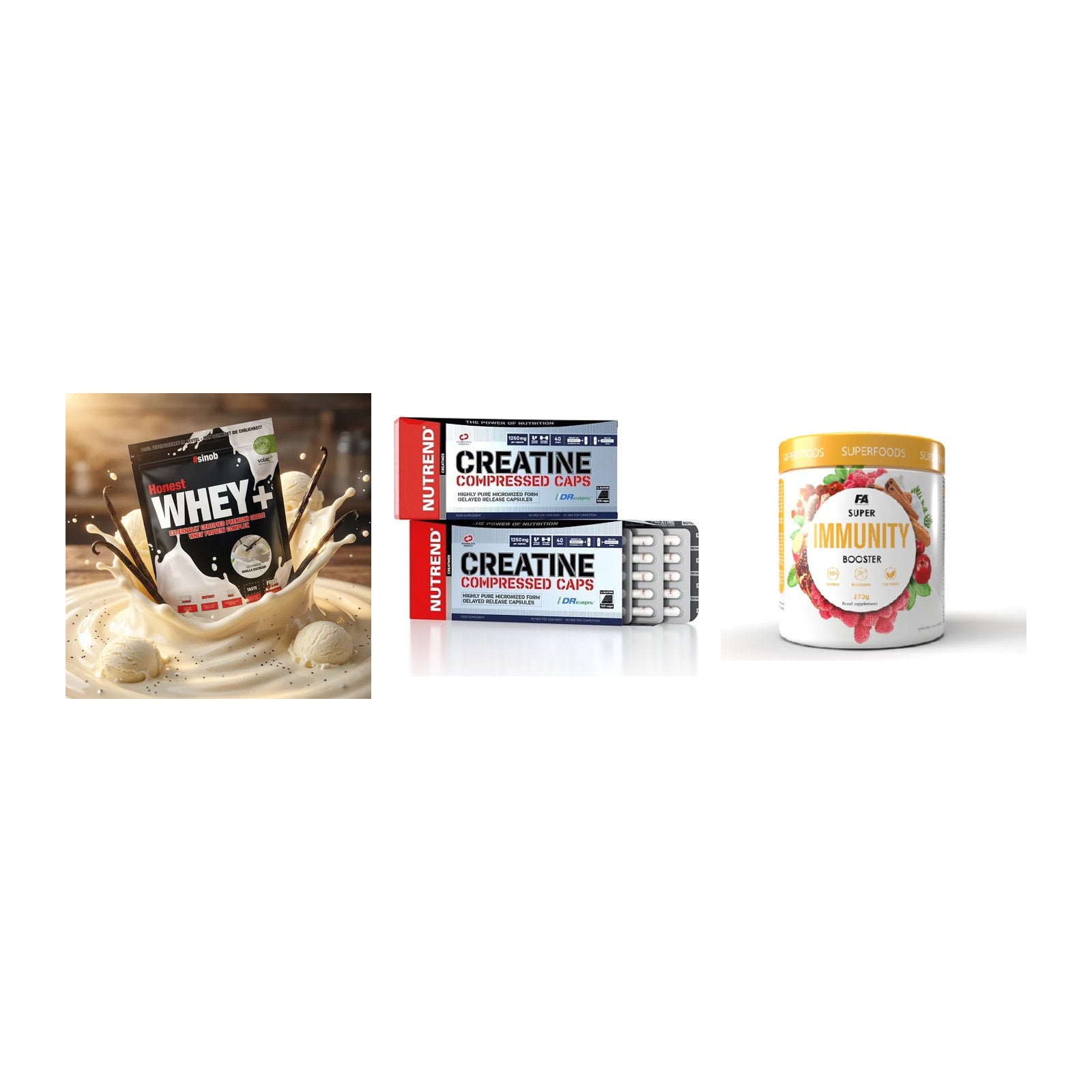 Einsteiger-Set: Sinob Honest + Nutrend Creatine + FA Nutrition – alle enthaltenen Artikel