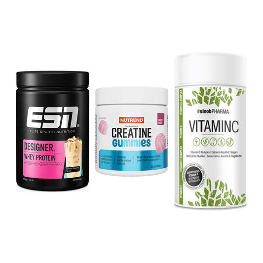 Einsteiger-Set: ESN Designer + Nutrend Creatine + Sinob Vitamin C – alle enthaltenen Artikel