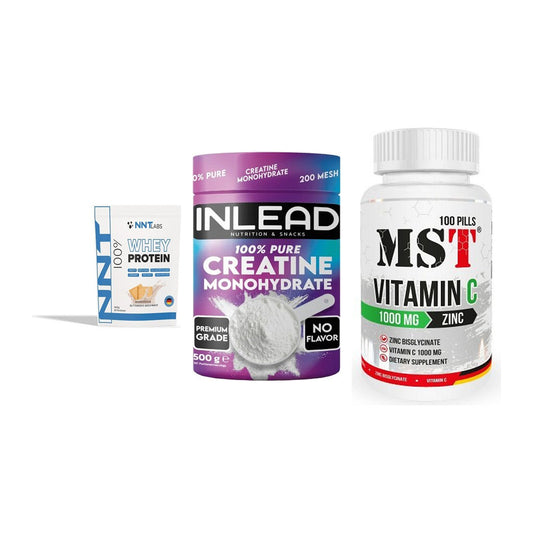 Einsteiger-Set: NNT Whey + INLEAD Creatine + MST Vitamin C – alle enthaltenen Artikel