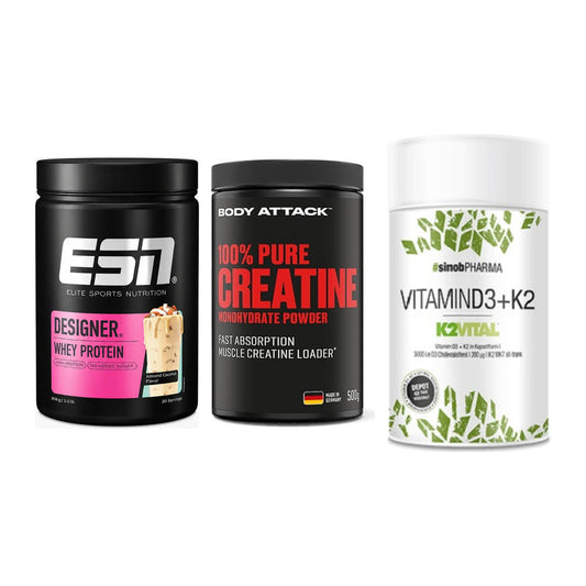 Einsteiger-Set: ESN Designer + Body Attack 100% + Sinob Vitamin D3 – alle enthaltenen Artikel