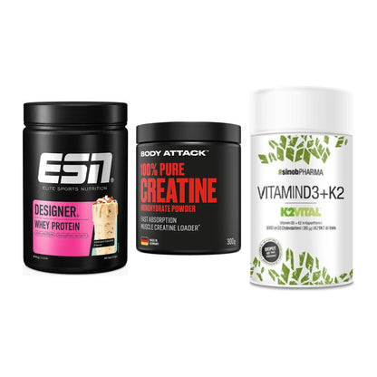 Einsteiger-Set: ESN Designer + Body Attack 100% + Sinob Vitamin D3 – alle enthaltenen Artikel