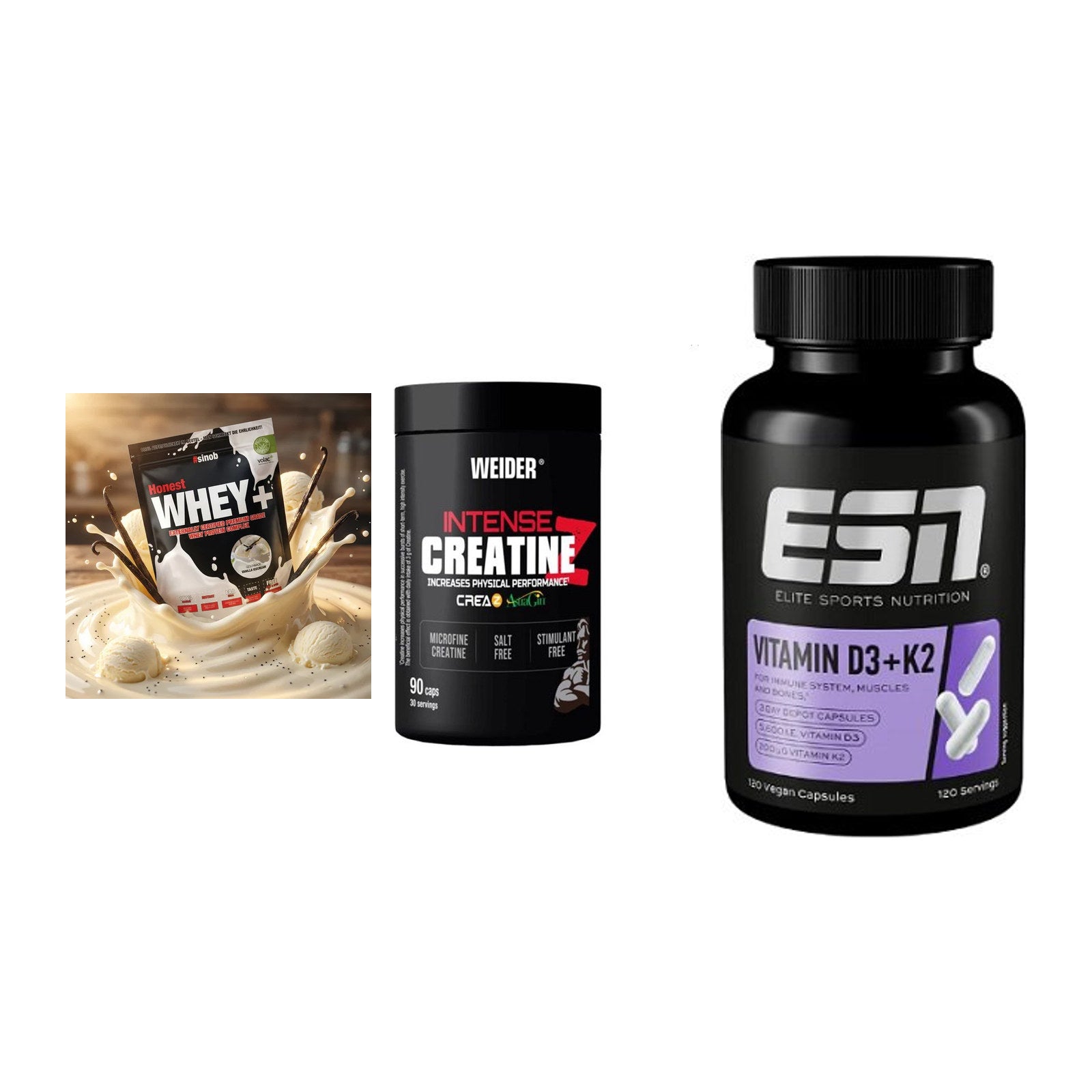 Einsteiger-Set: Sinob Honest + Weider Intense + ESN Vitamin D3 – alle enthaltenen Artikel