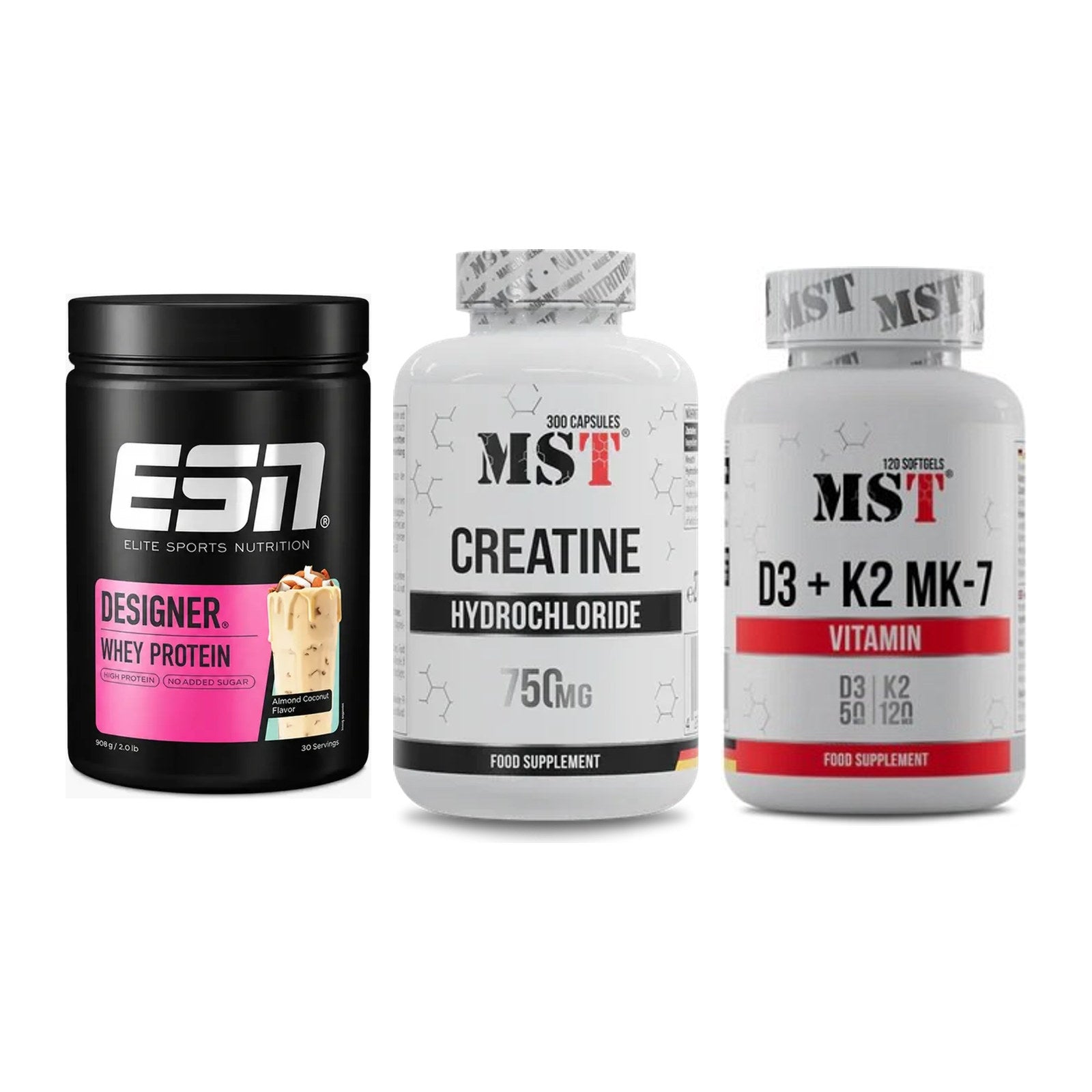 Einsteiger-Set: ESN Designer + MST Creatine HCL + MST Vitamin D3 – alle enthaltenen Artikel