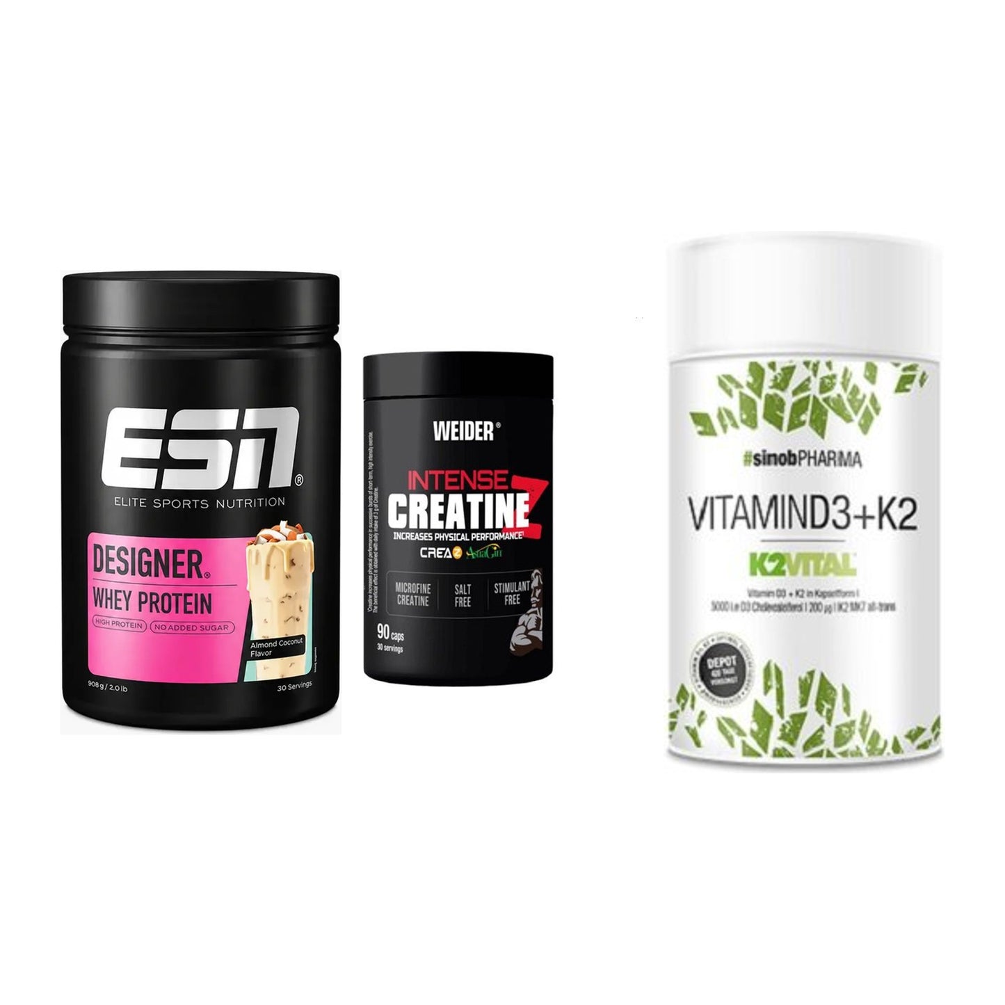 Einsteiger-Set: ESN Designer + Weider Intense + Sinob Vitamin D3 – alle enthaltenen Artikel