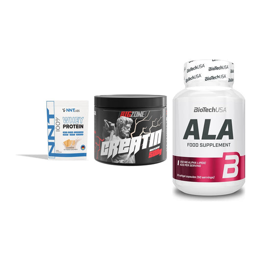 Einsteiger-Set: NNT Whey + Big Zone Creatin + BioTech ALA – alle enthaltenen Artikel