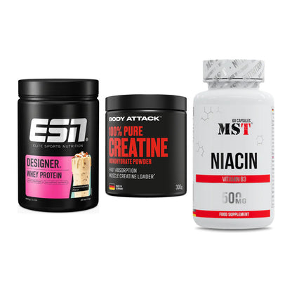 Einsteiger-Set: ESN Designer + Body Attack 100% + MST Niacin – alle enthaltenen Artikel