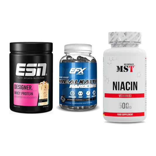 Einsteiger-Set: ESN Designer + EFX Kre-Alkalyn + MST Niacin – alle enthaltenen Artikel