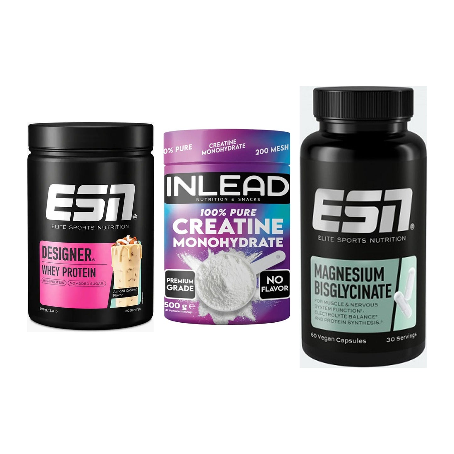 Einsteiger-Set: ESN Designer + INLEAD Creatine + ESN Magnesium – alle enthaltenen Artikel
