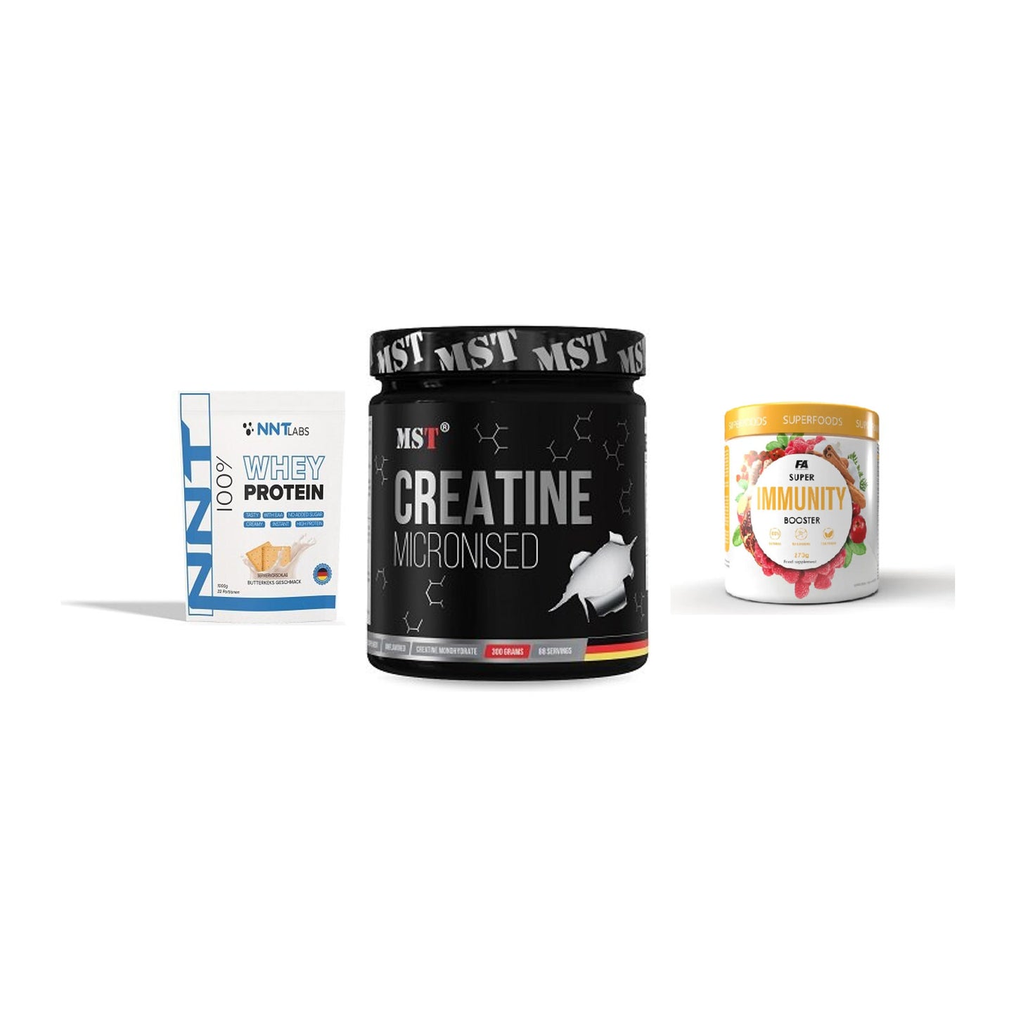 Einsteiger-Set: NNT Whey + MST Creatin + FA Nutrition – alle enthaltenen Artikel